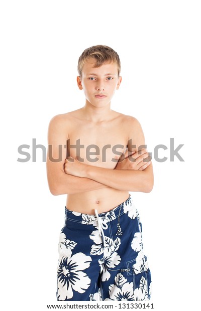 Teenager Athletic Boy Shorts On River Stock Photo (Edit 