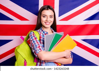 Portrait Of Cute Intelligent High School People Person Very  Confident Cool Independent Want Knowledge Library Know Stylish Trendy Grants Isolated Over British Background Plaid Modern Shirt Outfit