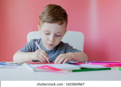 Portrait Cute Kid Boy Home Making Stock Photo (Edit Now) 1607082649