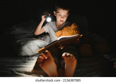 Portrait Cute Little Boy Reading Bed Stock Photo 2136387085 | Shutterstock