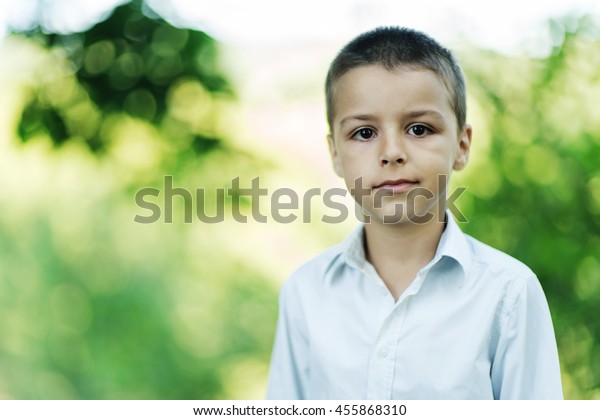 Portrait Cute Little Boy Short Hair Stock Photo Edit Now 455868310