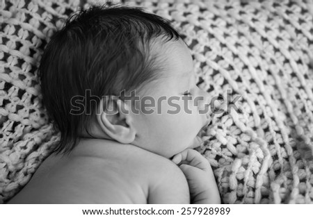 Similar – Newborn lying on the bed with her mother