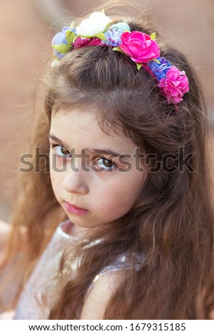 Similar – Image, Stock Photo Adorable little girl combed with pigtails