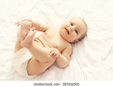 Portrait Cute Smiling Baby Lying On Stock Photo Edit Now