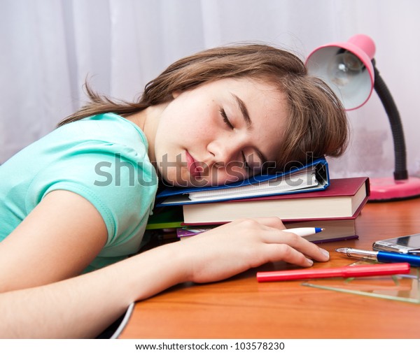 Portrait Cute Teenage Girl Sleeping On Stock Photo Edit Now