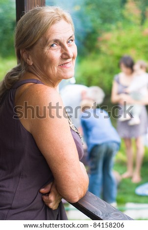 Similar – Senior woman in wheelchair laughing with her daughter