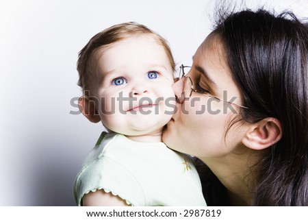 Similar – Image, Stock Photo Beautiful woman and her cute little daughter are hugging