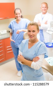 Portrait Of Dental Team Female Dentist With Colleagues