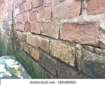 A Portrait Of A Dirty Brick Wall. Wall Texture.