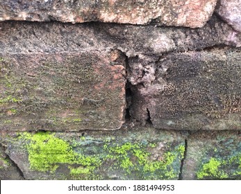 A Portrait Of A Dirty Brick Wall. Wall Texture.