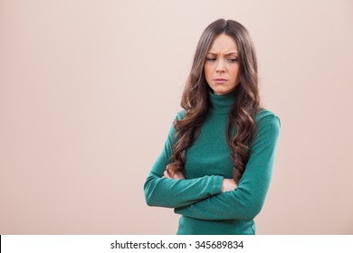 Portrait Of Displeased And Angry Woman