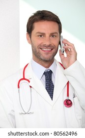 portrait of a doctor on the phone