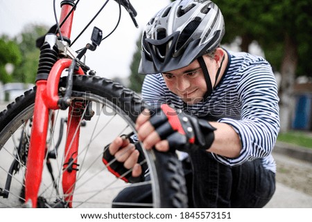 Similar – Fahrradständer vor Fassade