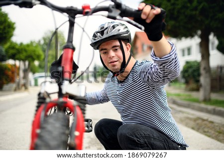 Similar – Fahrradständer vor Fassade