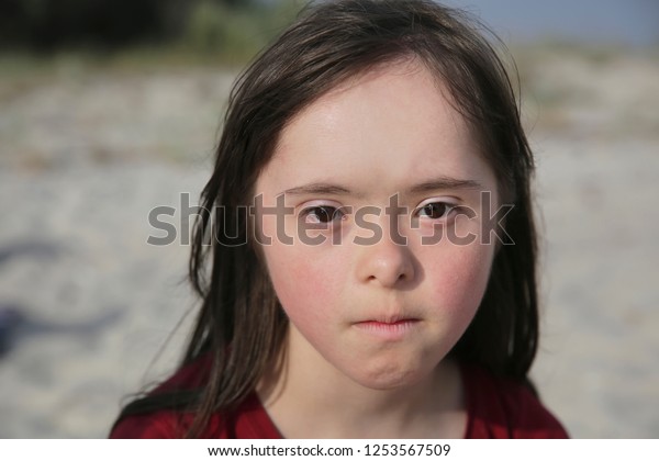 Portrait Down Syndrome Girl Outside Stock Photo (Edit Now) 1253567509