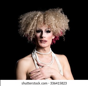 Portrait of Drag Queen, Man Dressed as Woman 