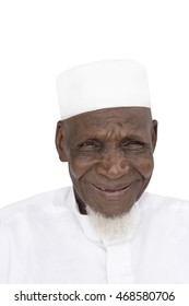 Portrait of an Eighty-year-old African man smiling, isolated