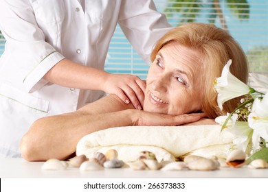 Portrait Of An Elder Woman At The Spa