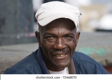 Portrait of elderly African American man outside