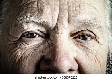 Portrait of elderly woman. Closeup view. Toned.