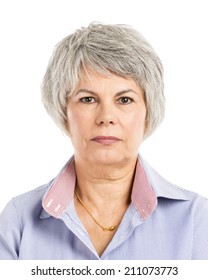 Portrait Of A Elderly Woman With A Serious Expression