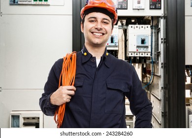 Portrait Of An Electrician At Work