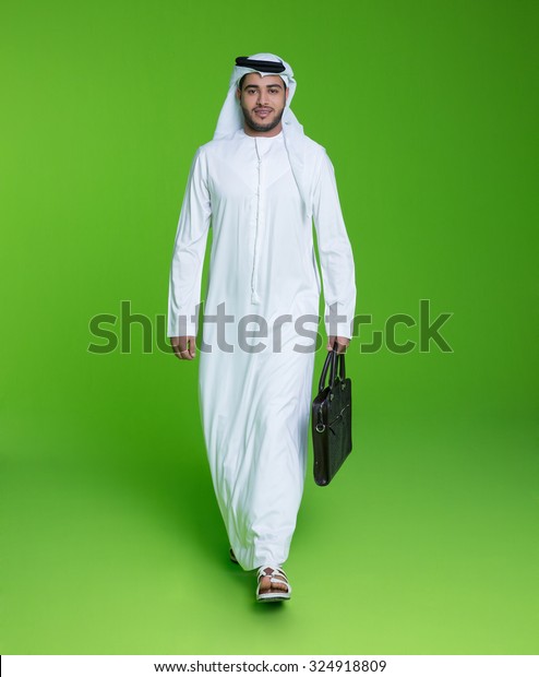Portrait Emirati Businessman Carrying Bag Stock Photo (Edit Now) 324918809