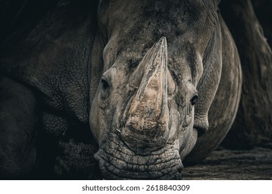 portrait of endangered animal, Rhino