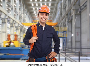 Portrait of an engineer at work in a factory