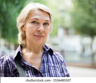 portrait of European elderly blonde woman