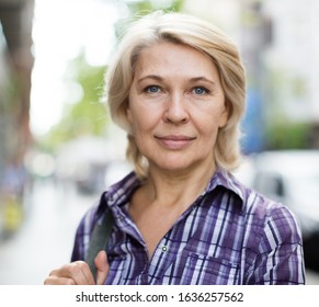 portrait of European elderly blonde woman - Shutterstock ID 1636257562