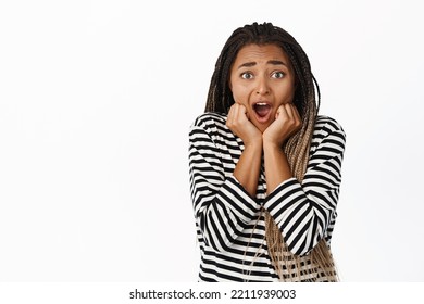 Portrait Excited Black Woman Gasping Looking Stock Photo 2211939003 ...