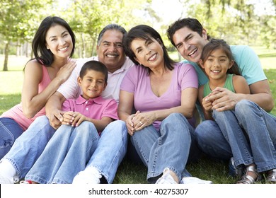 Portrait Of Extended Family Group In Park - Shutterstock ID 40275307