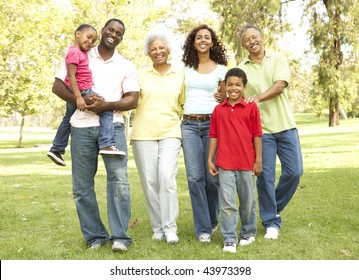 Portrait Of Extended Family Group In Park