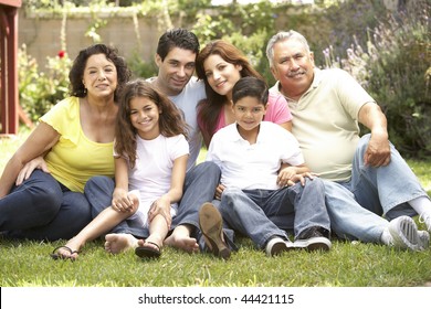 Portrait Of Extended Family Group In Park