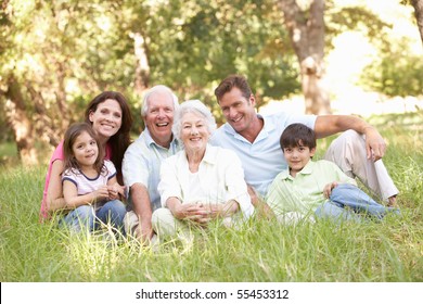 Portrait Of Extended Family Group In Park