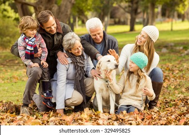 Portrait Of An Extended Family On An Autumns Day