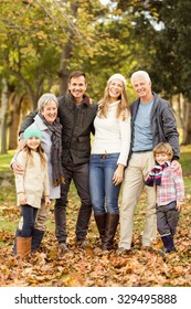 Portrait Of An Extended Family On An Autumns Day