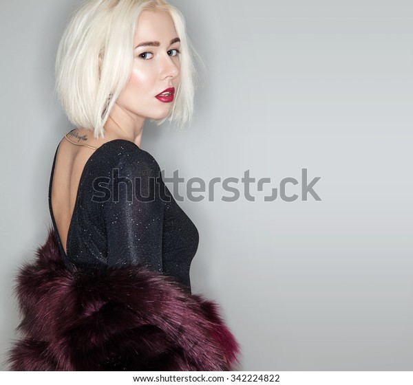 Portrait Fashion Blonde Woman Stylish Short Stock Photo Edit Now