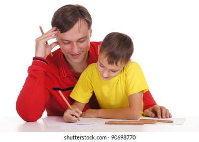 Portrait Father Son Drawing Stock Photo (Edit Now) 90698770