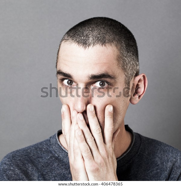 Portrait Fear Amazed Young Man Short Stock Photo Edit Now 406478365