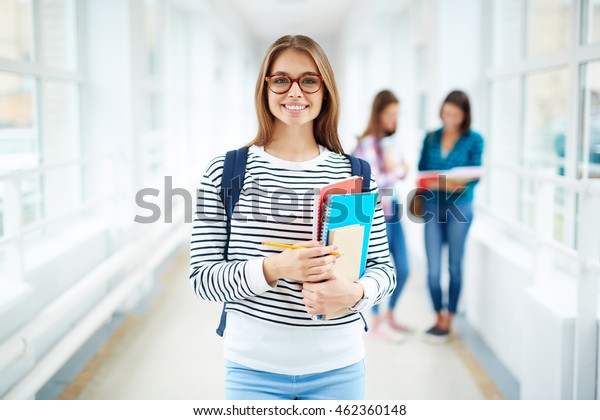 Portrait Female College Student Smiling Camera Stock Photo (Edit Now