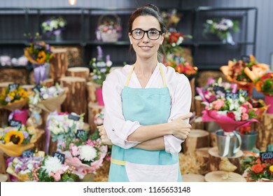 Portrait of female floser shop owner posing confidently and looking at camera