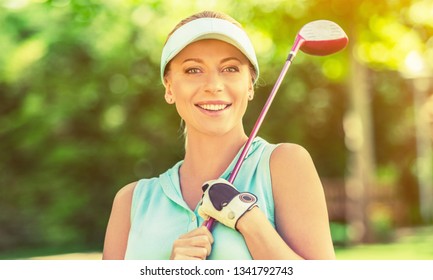 Portrait of a Female Golfer with Club