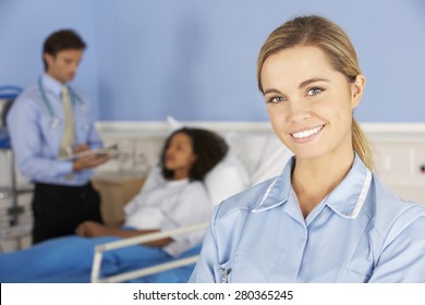 Portrait Female Nurse Working In Hospital