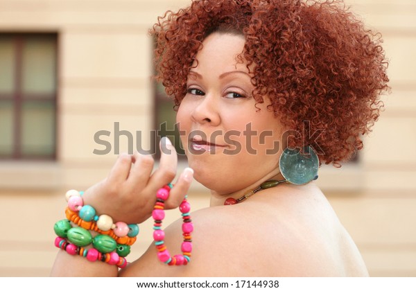 Portrait Female Short Curly Red Hair Royalty Free Stock Image