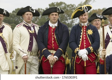 Portrait of French and Patriot Revolutionary re-enactors as part of the 225th Anniversary of the Siege of Yorktown, Virginia, 1781, ending the American Revolution.