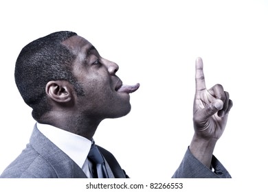 Portrait Funny Black Man Suit Over Stock Photo (Edit Now) 82266553