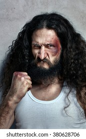 Portrait Of A Funny Injured Fighter