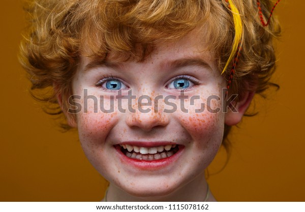 Portrait Funny Little Child Orange Hair Stock Photo Edit Now